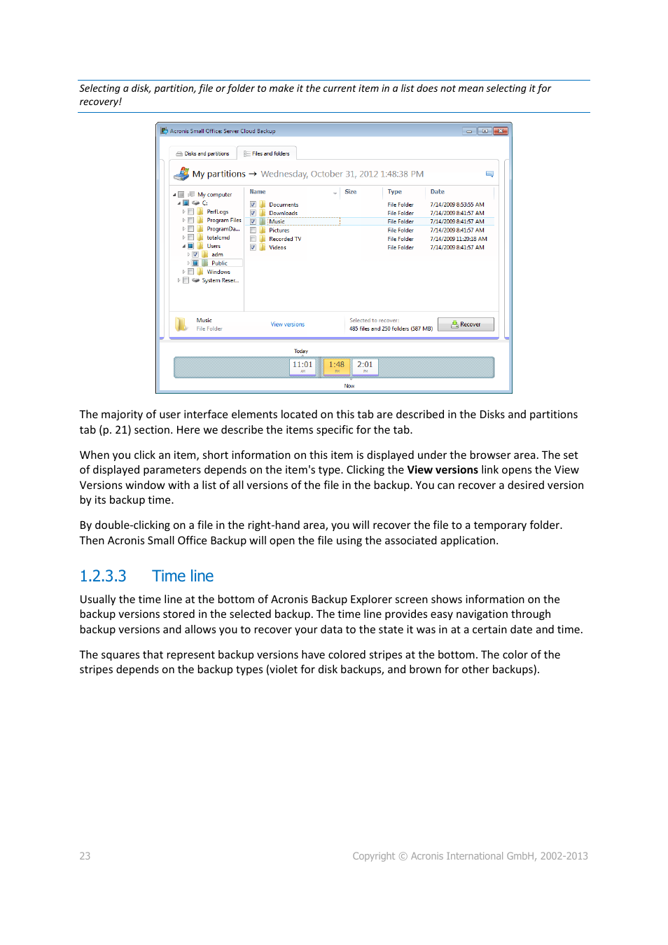 3 time line | Acronis Server Cloud Backup - User Guide User Manual | Page 23 / 142