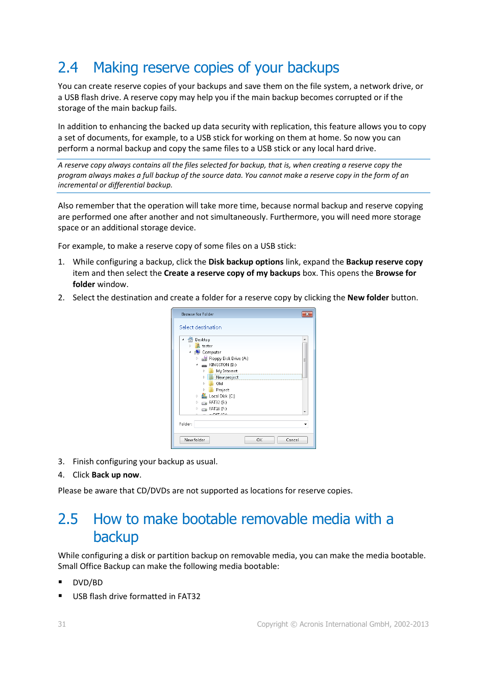 4 making reserve copies of your backups, Making reserve copies of your backups, How to make bootable removable media with a backup | Acronis Server Cloud Backup - User Guide User Manual | Page 31 / 142