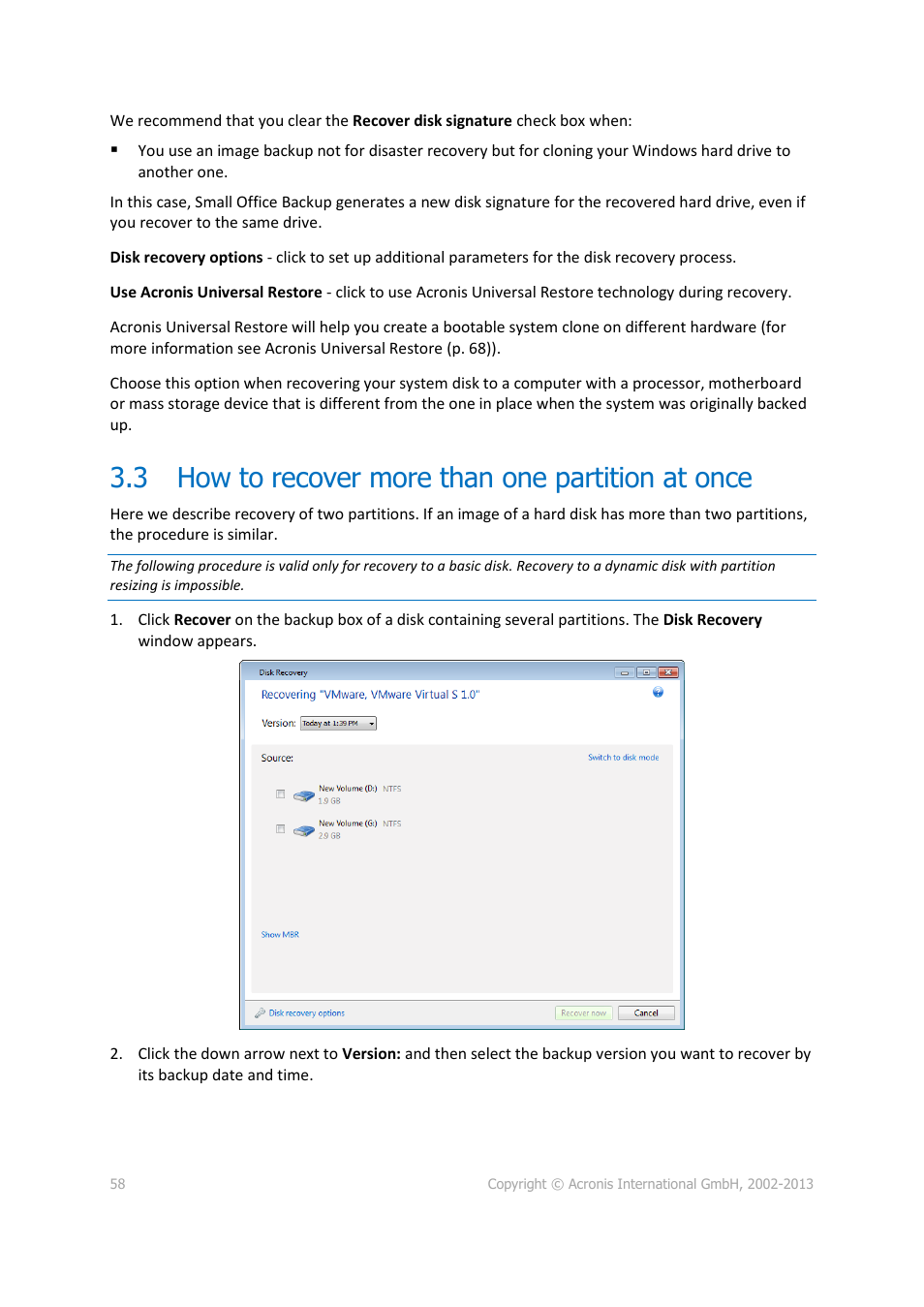 3 how to recover more than one partition at once, How to recover more than one partition at once | Acronis Server Cloud Backup - User Guide User Manual | Page 58 / 142