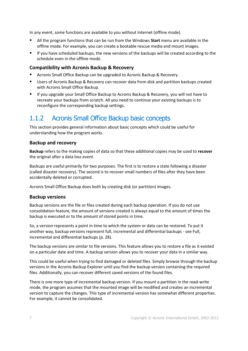 2 acronis small office backup basic concepts, Acronis small office backup basic concepts | Acronis Server Cloud Backup - User Guide User Manual | Page 7 / 142