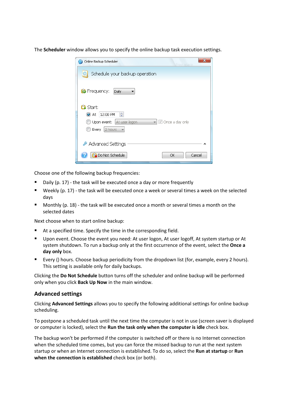 Scheduling, 3 scheduling | Acronis Cloud - User Guide User Manual | Page 16 / 31