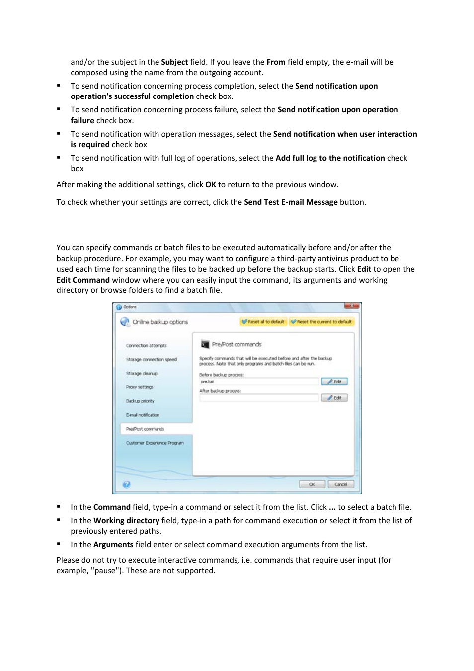 Pre/post commands, 7 pre/post commands | Acronis Cloud - User Guide User Manual | Page 25 / 31