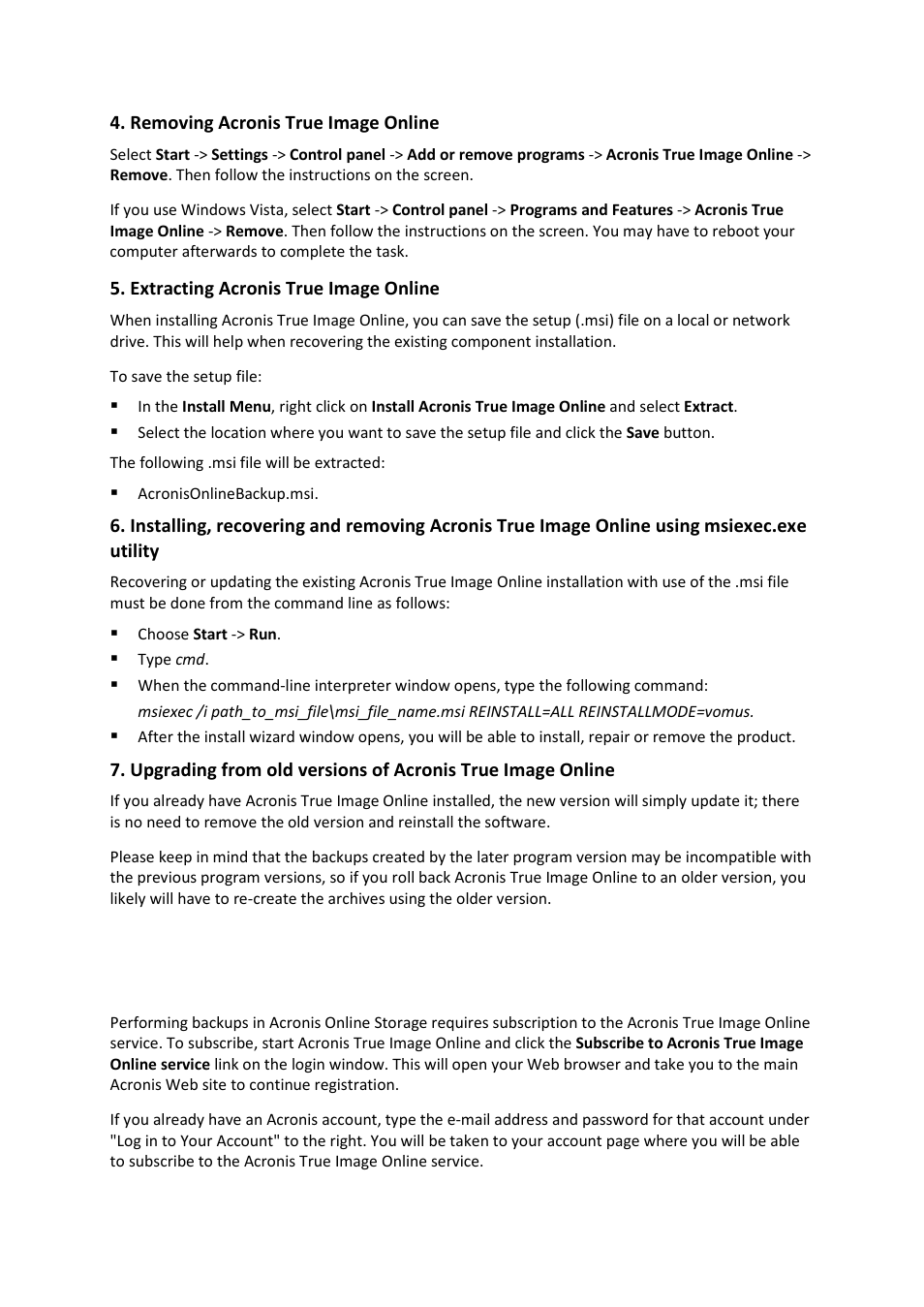 Subscription information, 4 subscription information | Acronis Cloud - User Guide User Manual | Page 5 / 31