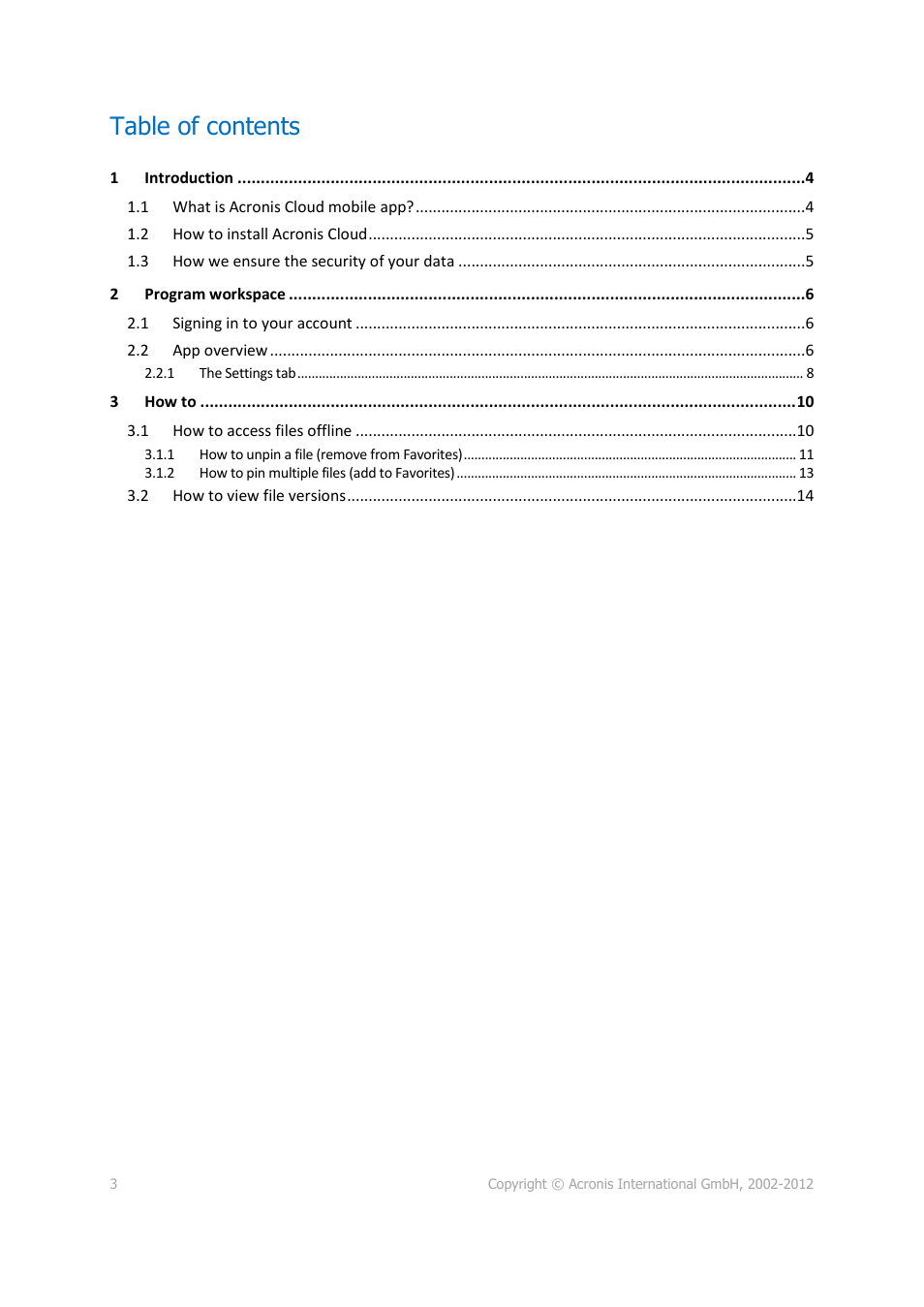 Acronis Cloud Mobile App - User Guide User Manual | Page 3 / 15