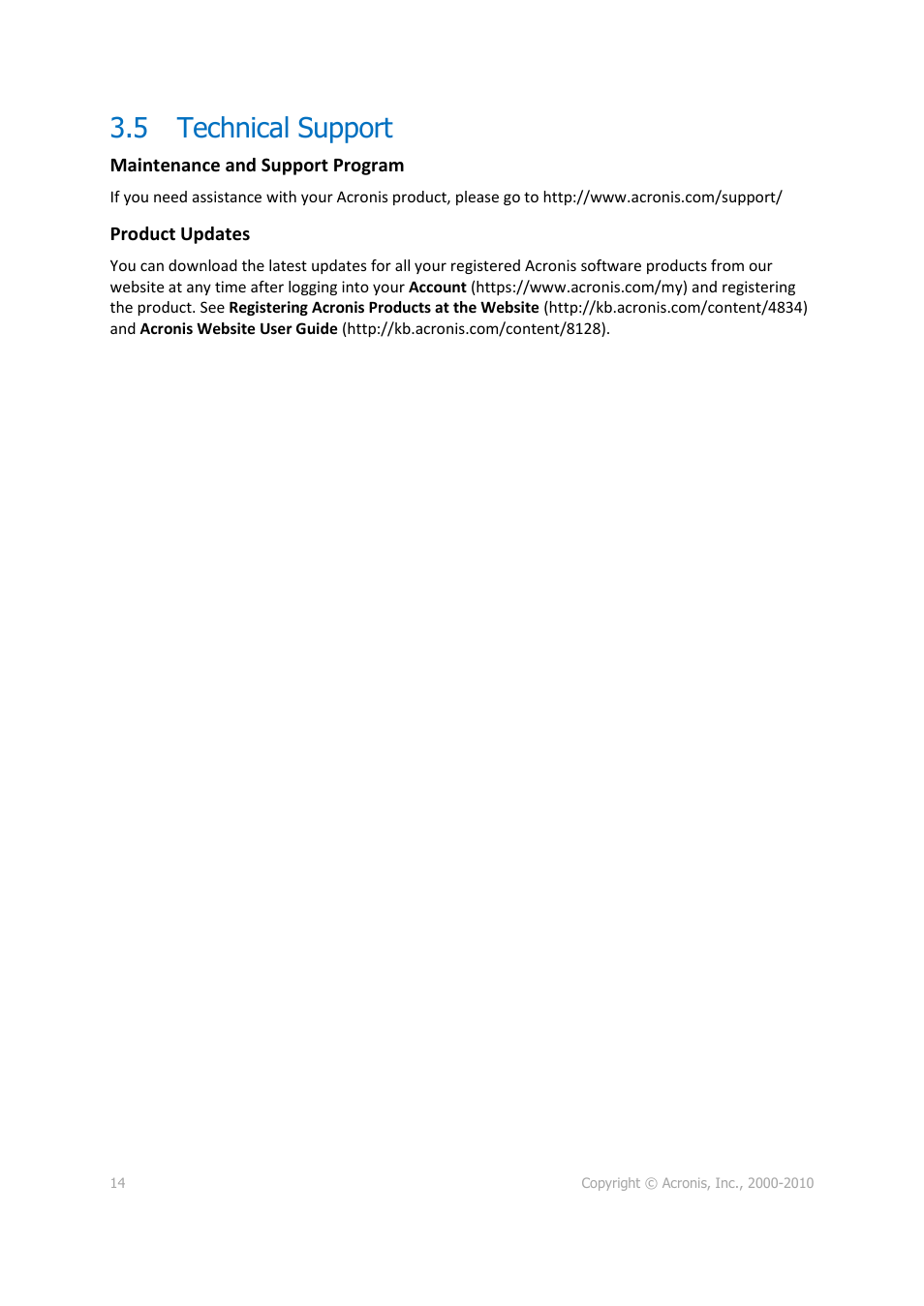 5 technical support, Technical support | Acronis Disk Director 11 Advanced Server - User Guide User Manual | Page 14 / 95