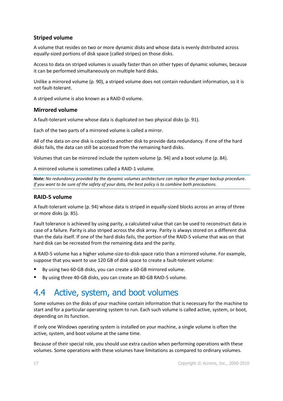 4 active, system, and boot volumes, Active, system, and boot volumes | Acronis Disk Director 11 Advanced Server - User Guide User Manual | Page 17 / 95