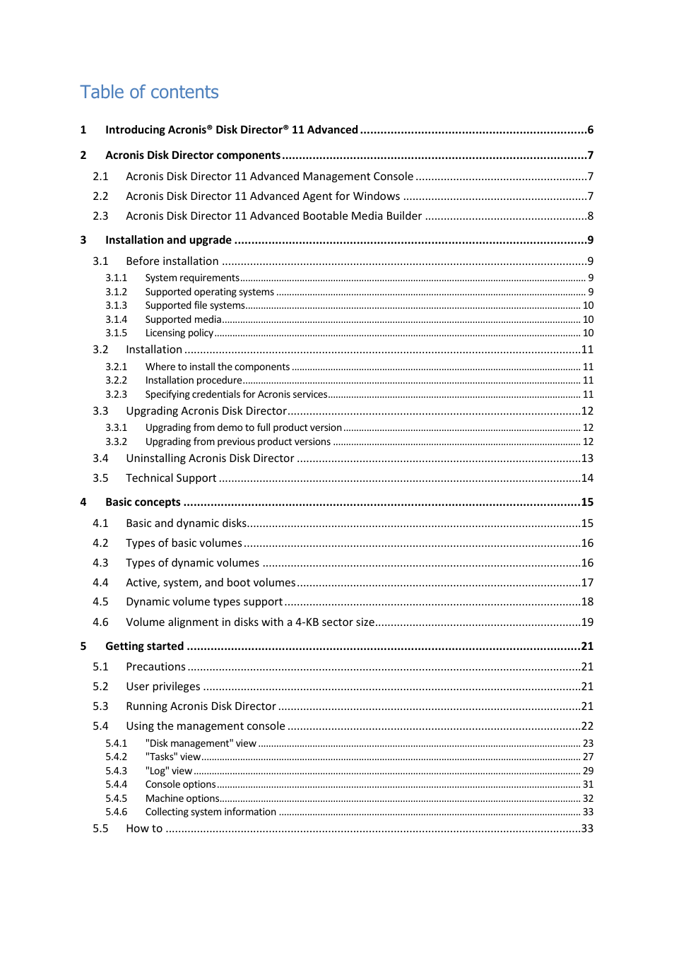 Acronis Disk Director 11 Advanced Server - User Guide User Manual | Page 3 / 95