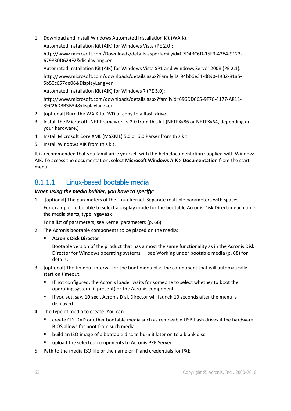 1 linux-based bootable media | Acronis Disk Director 11 Advanced Server - User Guide User Manual | Page 65 / 95