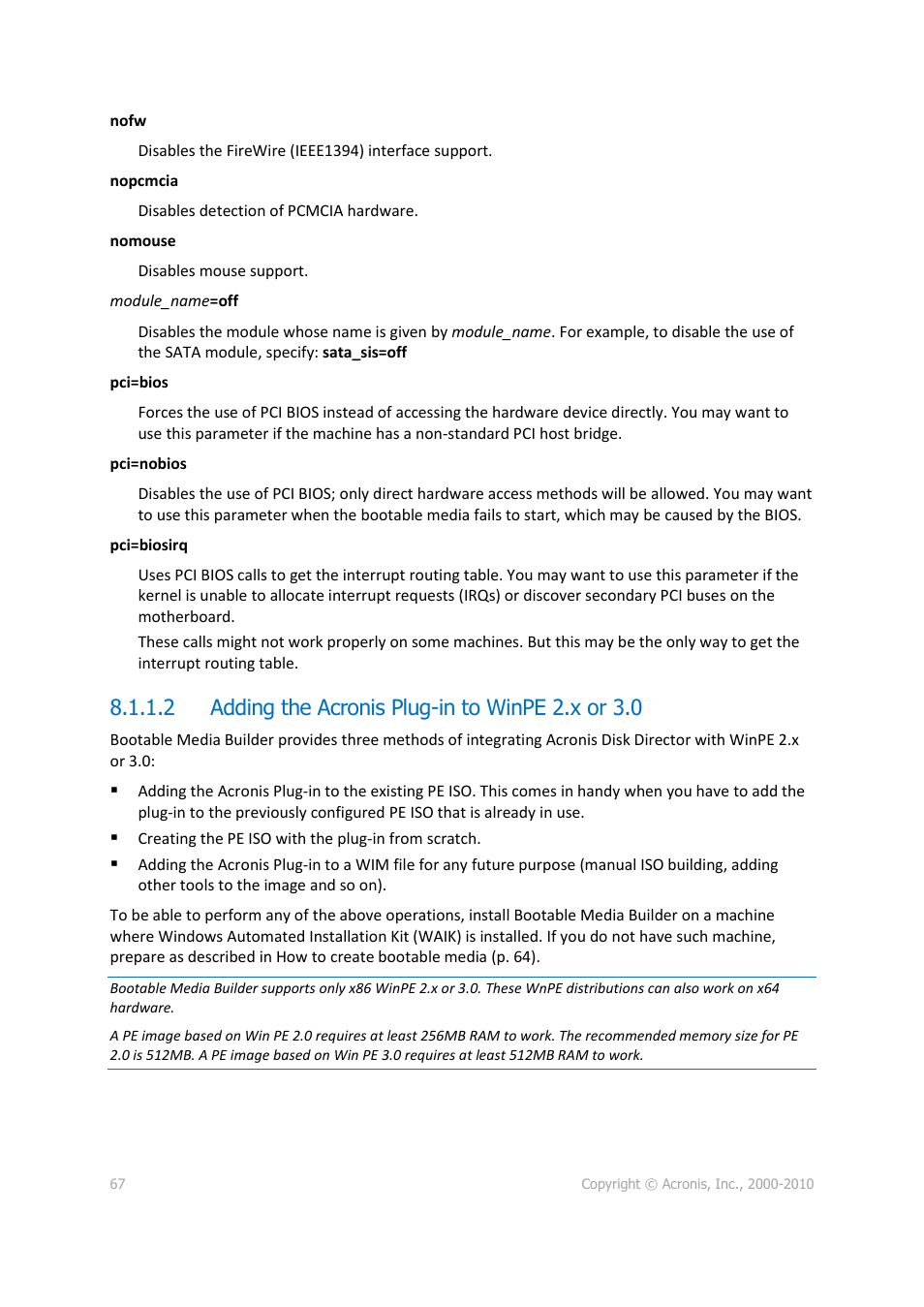 2 adding the acronis plug-in to winpe 2.x or 3.0 | Acronis Disk Director 11 Advanced Server - User Guide User Manual | Page 67 / 95