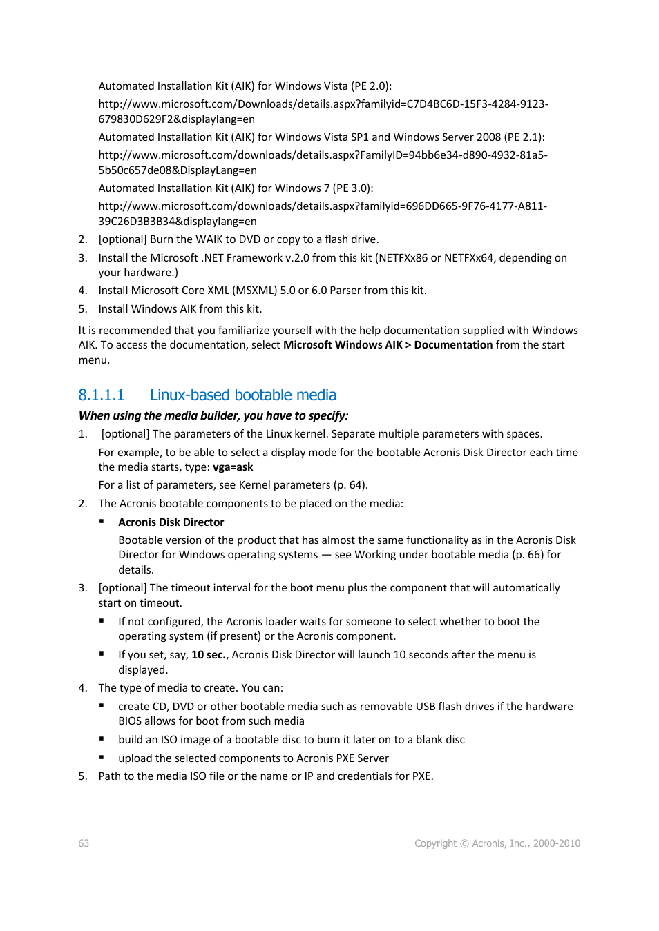 1 linux-based bootable media | Acronis Disk Director 11 Advanced Workstation - User Guide User Manual | Page 63 / 92