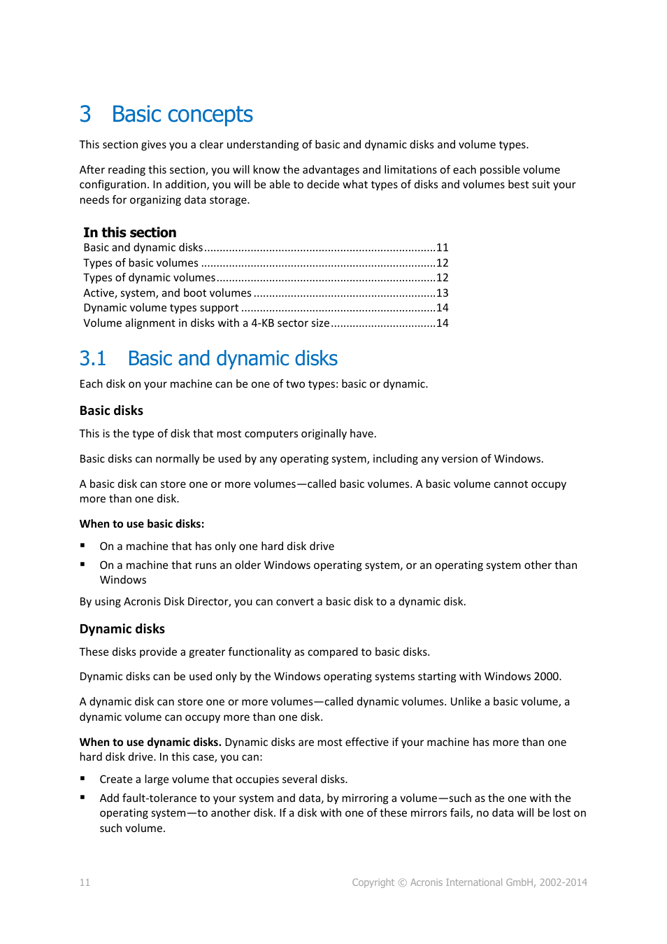 3 basic concepts, 1 basic and dynamic disks, Basic concepts | Basic and dynamic disks | Acronis Disk Director 12 - User Guide User Manual | Page 11 / 80