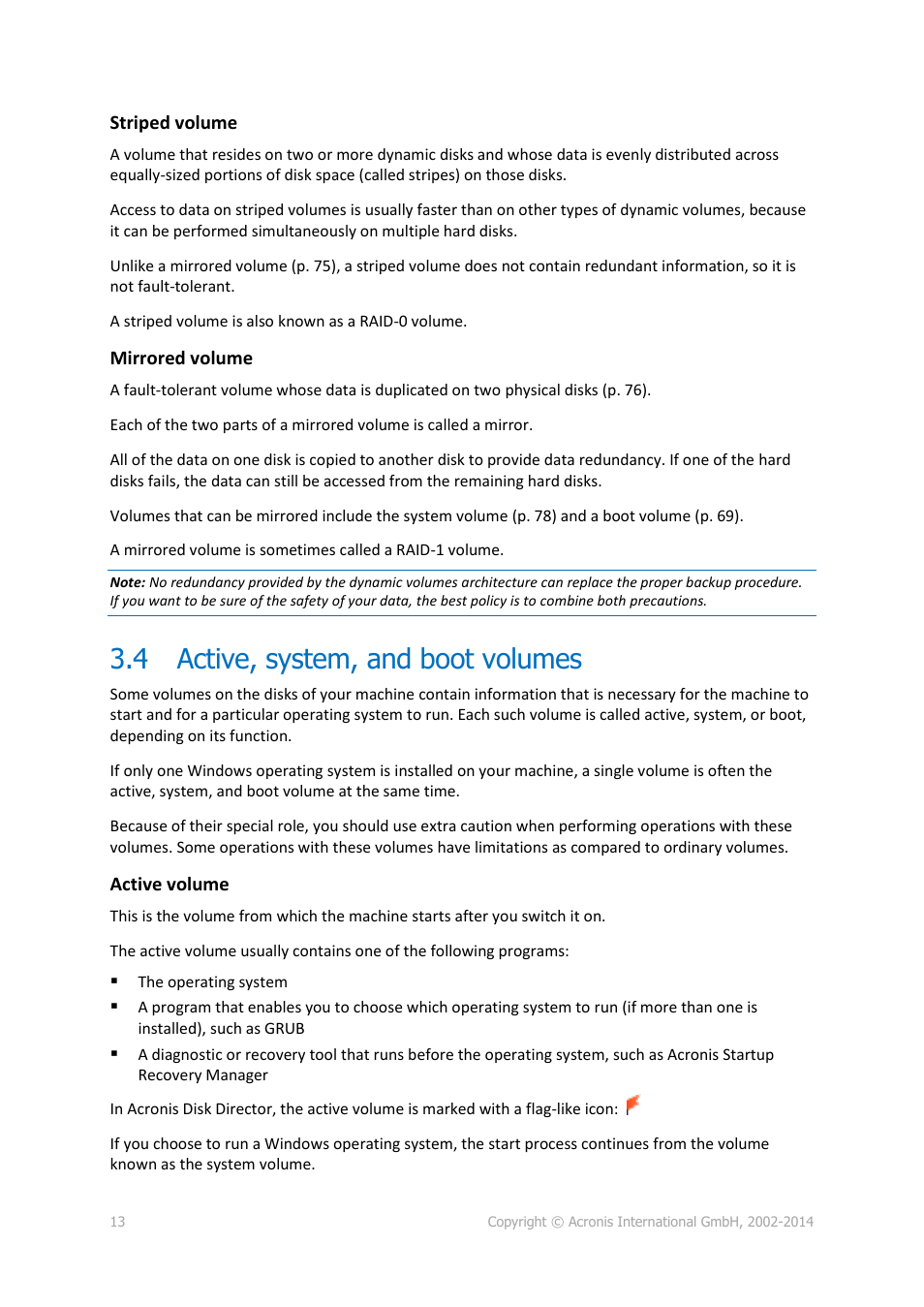 4 active, system, and boot volumes, Active, system, and boot volumes | Acronis Disk Director 12 - User Guide User Manual | Page 13 / 80