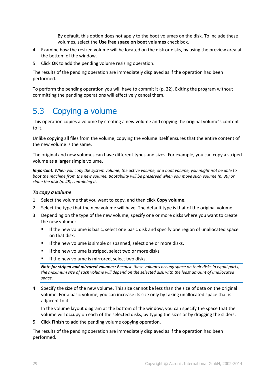 3 copying a volume, Copying a volume | Acronis Disk Director 12 - User Guide User Manual | Page 29 / 80