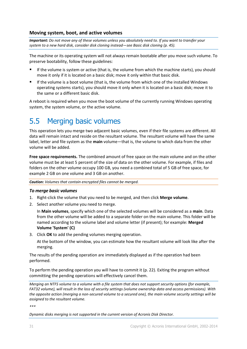5 merging basic volumes, Merging basic volumes | Acronis Disk Director 12 - User Guide User Manual | Page 31 / 80
