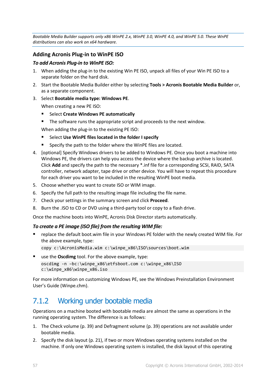 2 working under bootable media, Working under bootable media | Acronis Disk Director 12 - User Guide User Manual | Page 57 / 80