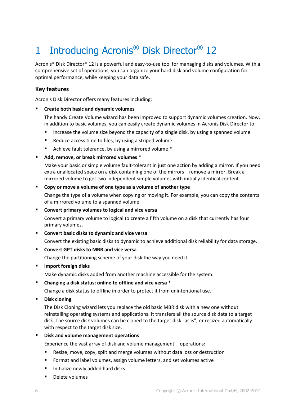1 introducing acronis® disk director® 12, Introducing acronis® disk director® 12, 1 introducing acronis | Disk director | Acronis Disk Director 12 - User Guide User Manual | Page 6 / 80