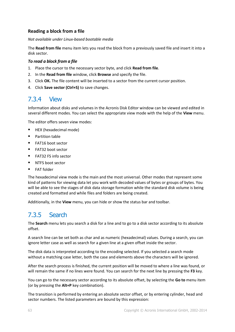 4 view, 5 search, View | Search | Acronis Disk Director 12 - User Guide User Manual | Page 63 / 80