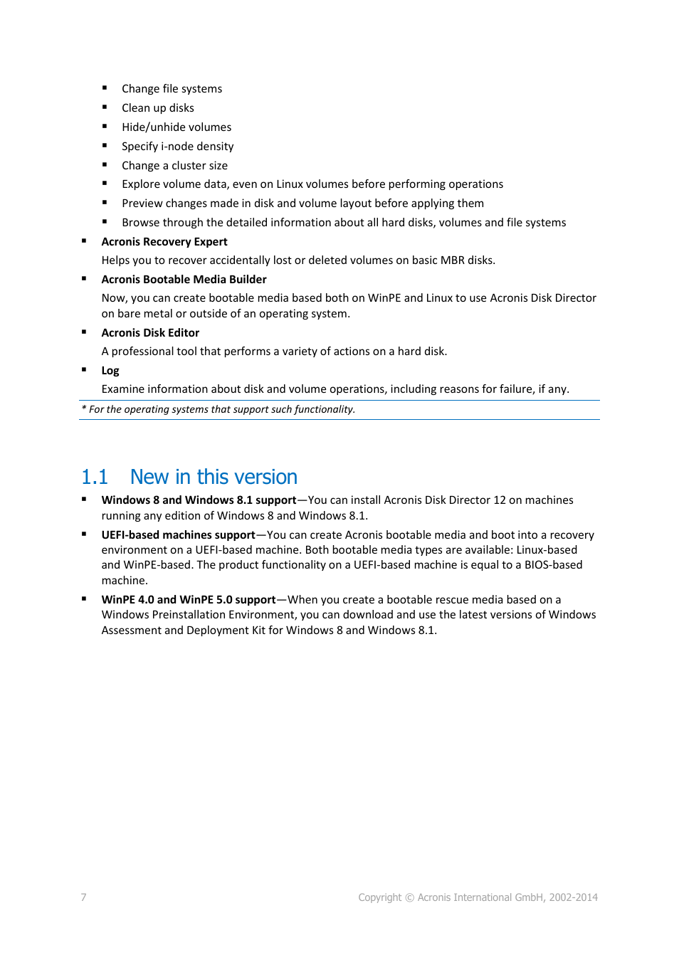 1 new in this version, New in this version | Acronis Disk Director 12 - User Guide User Manual | Page 7 / 80