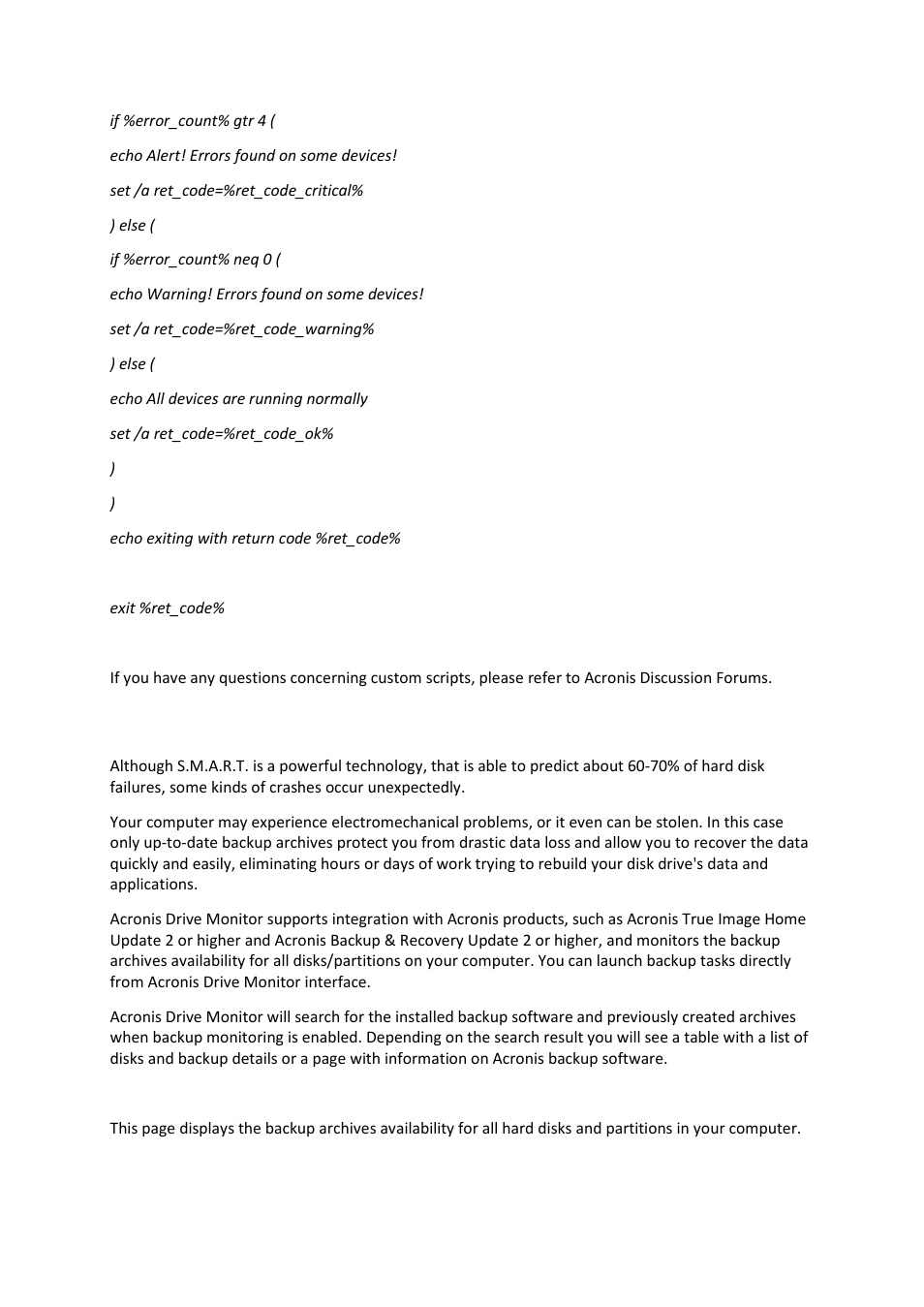 Backup, 3 backup | Acronis Drive Monitor - User Guide User Manual | Page 17 / 25