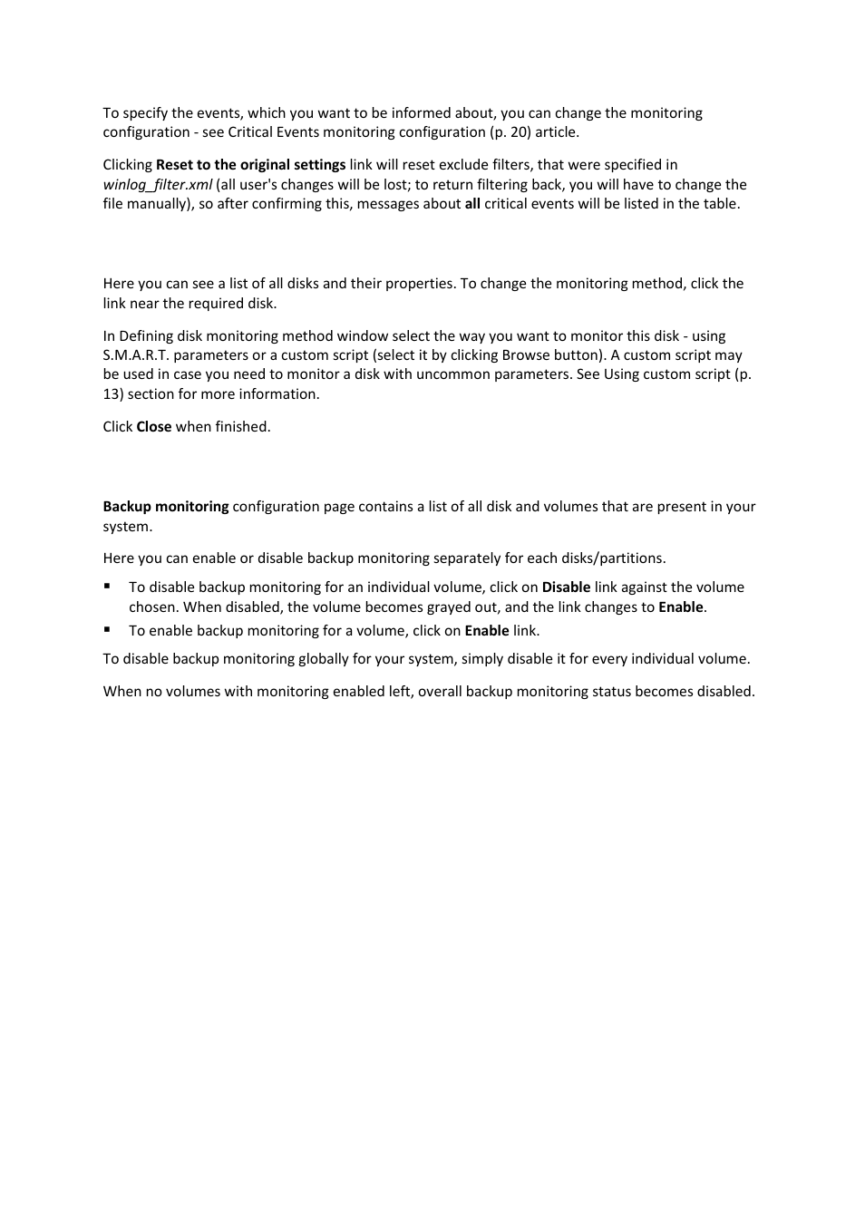 Disks monitoring, Backup monitoring, 4 disks monitoring | 5 backup monitoring | Acronis Drive Monitor - User Guide User Manual | Page 24 / 25