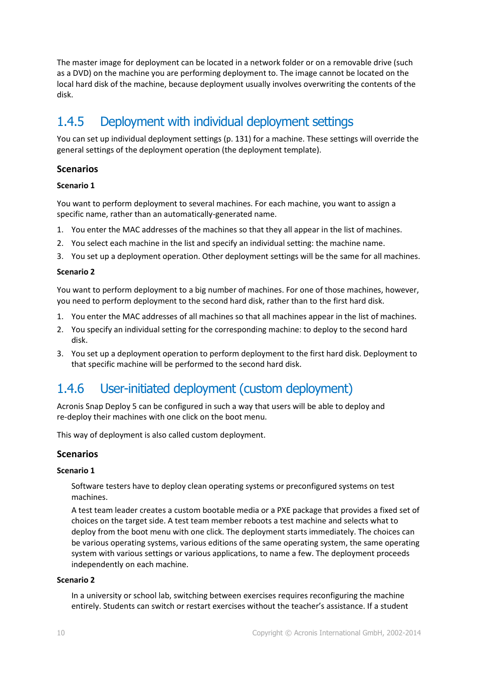 5 deployment with individual deployment settings, 6 user-initiated deployment (custom deployment), Deployment with individual deployment settings | User-initiated deployment (custom deployment) | Acronis Snap Deploy 5 - User Guide User Manual | Page 10 / 146