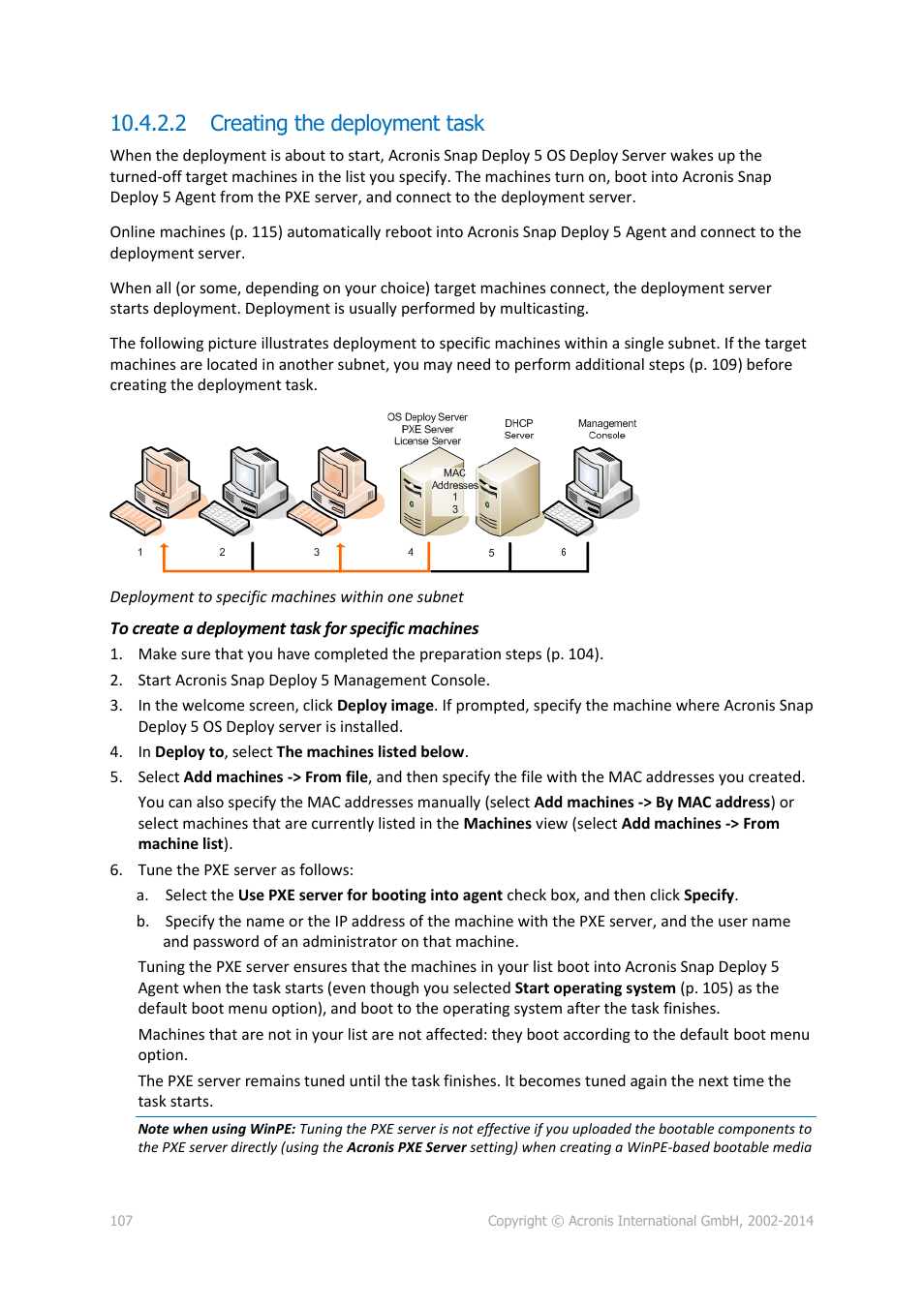 2 creating the deployment task, P. 107) | Acronis Snap Deploy 5 - User Guide User Manual | Page 107 / 146