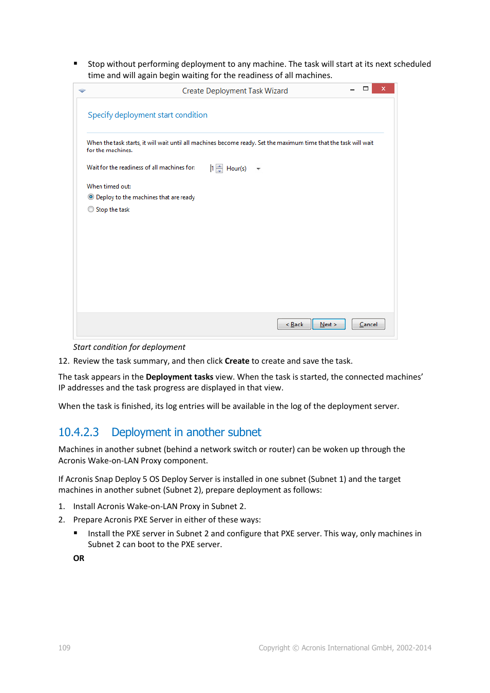 3 deployment in another subnet, P. 109) | Acronis Snap Deploy 5 - User Guide User Manual | Page 109 / 146