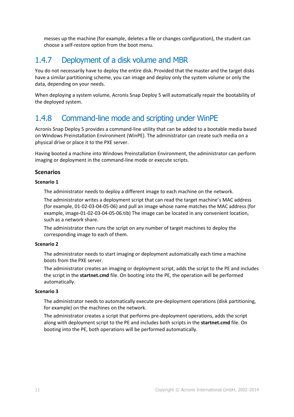 7 deployment of a disk volume and mbr, 8 command-line mode and scripting under winpe, Deployment of a disk volume and mbr | Command-line mode and scripting under winpe | Acronis Snap Deploy 5 - User Guide User Manual | Page 11 / 146