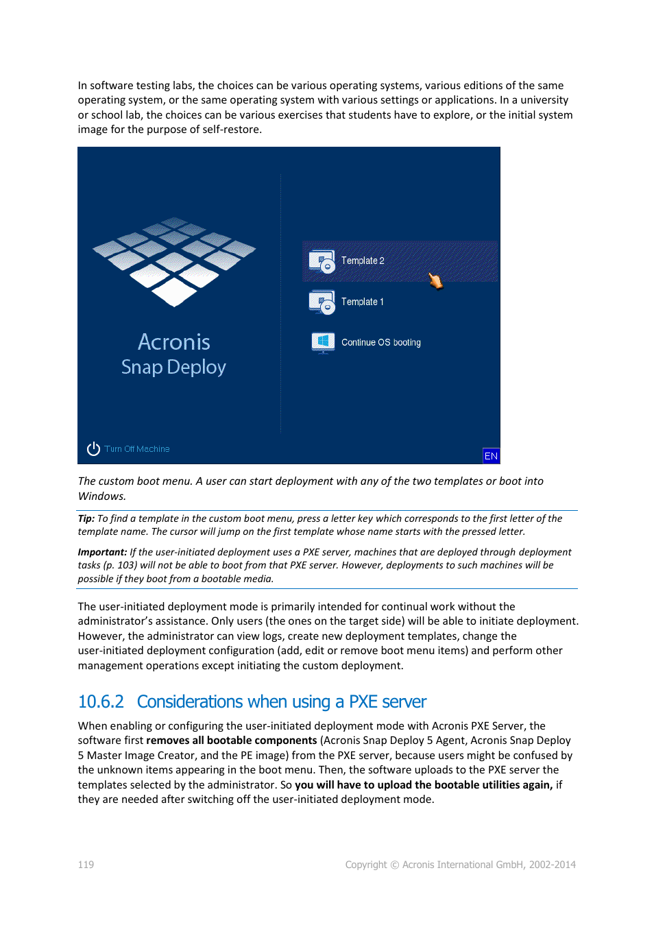 2 considerations when using a pxe server | Acronis Snap Deploy 5 - User Guide User Manual | Page 119 / 146