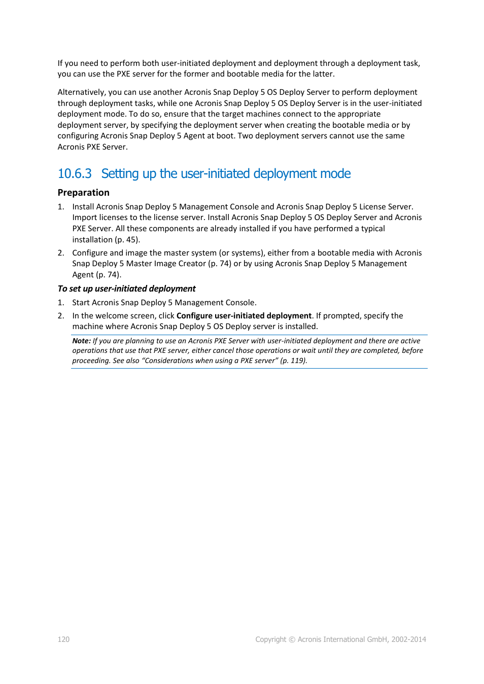 3 setting up the user-initiated deployment mode, P. 120) | Acronis Snap Deploy 5 - User Guide User Manual | Page 120 / 146