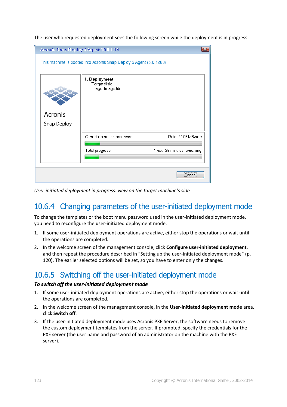 5 switching off the user-initiated deployment mode | Acronis Snap Deploy 5 - User Guide User Manual | Page 123 / 146