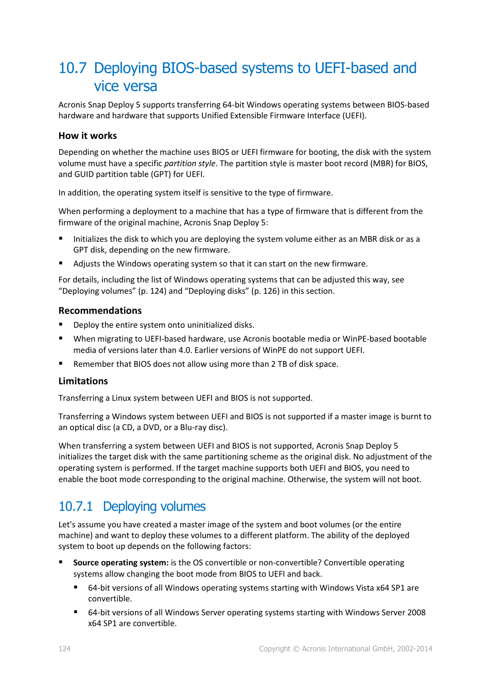 1 deploying volumes | Acronis Snap Deploy 5 - User Guide User Manual | Page 124 / 146