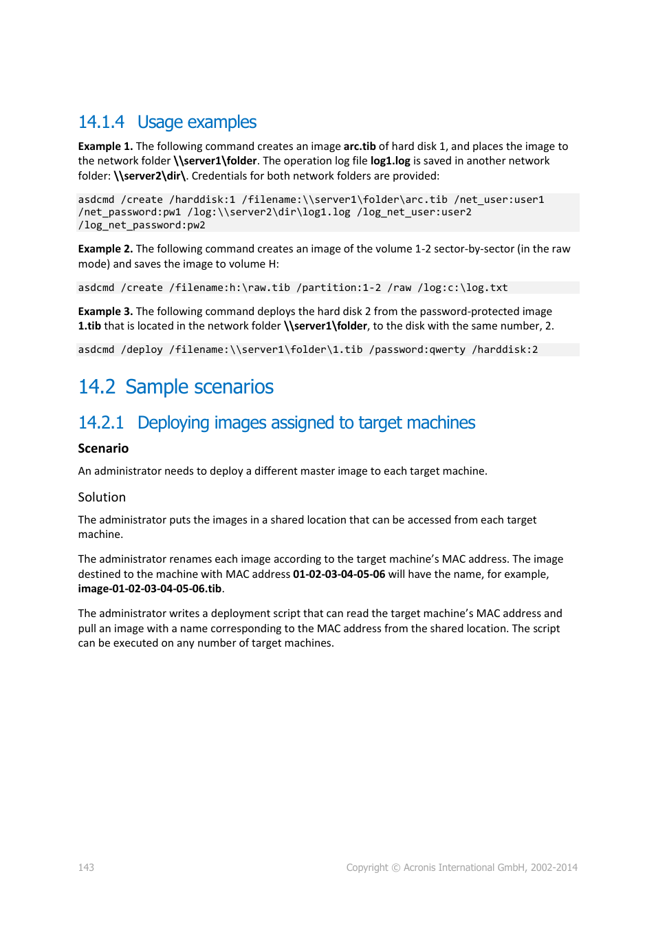 4 usage examples, 2 sample scenarios, 1 deploying images assigned to target machines | Sample scenarios | Acronis Snap Deploy 5 - User Guide User Manual | Page 143 / 146