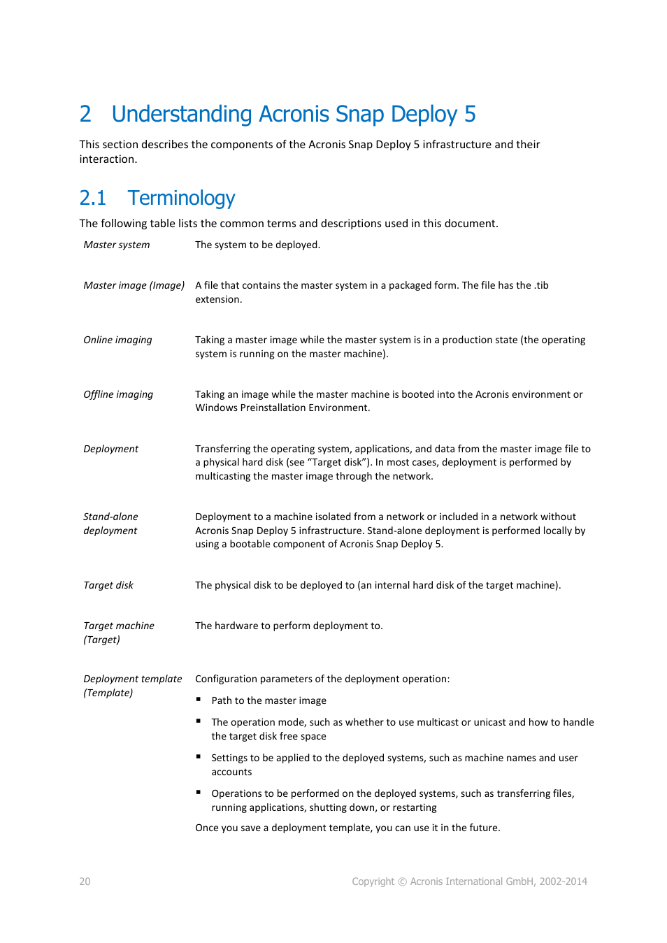 2 understanding acronis snap deploy 5, 1 terminology, Understanding acronis snap deploy 5 | Terminology | Acronis Snap Deploy 5 - User Guide User Manual | Page 20 / 146