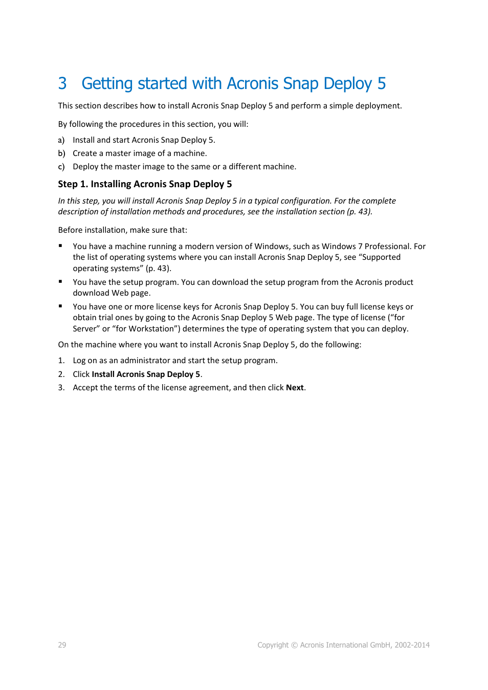 3 getting started with acronis snap deploy 5, Getting started with acronis snap deploy 5 | Acronis Snap Deploy 5 - User Guide User Manual | Page 29 / 146