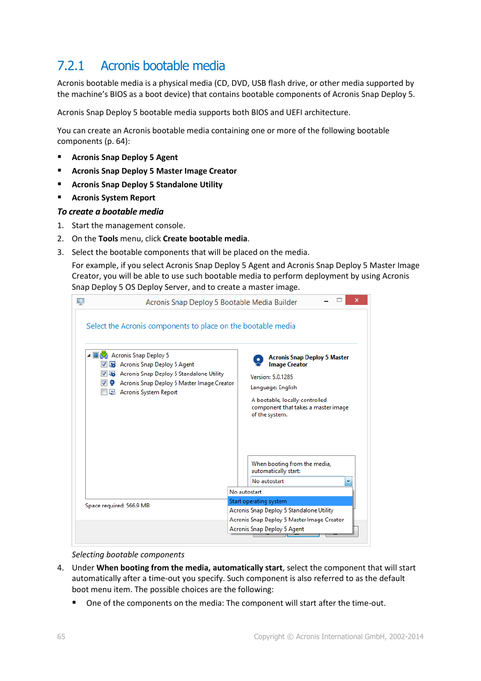 1 acronis bootable media, Acronis bootable media | Acronis Snap Deploy 5 - User Guide User Manual | Page 65 / 146
