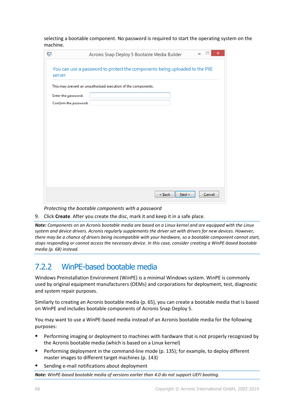 2 winpe-based bootable media, Winpe-based bootable media, P. 68) | Acronis Snap Deploy 5 - User Guide User Manual | Page 68 / 146