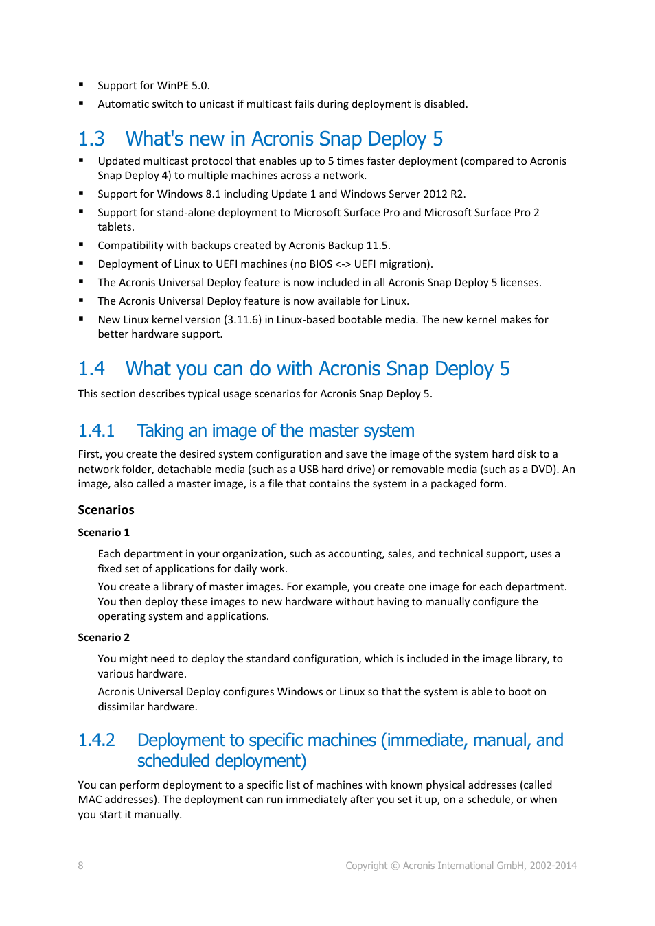 3 what's new in acronis snap deploy 5, 4 what you can do with acronis snap deploy 5, 1 taking an image of the master system | What's new in acronis snap deploy 5, What you can do with acronis snap deploy 5, Taking an image of the master system | Acronis Snap Deploy 5 - User Guide User Manual | Page 8 / 146