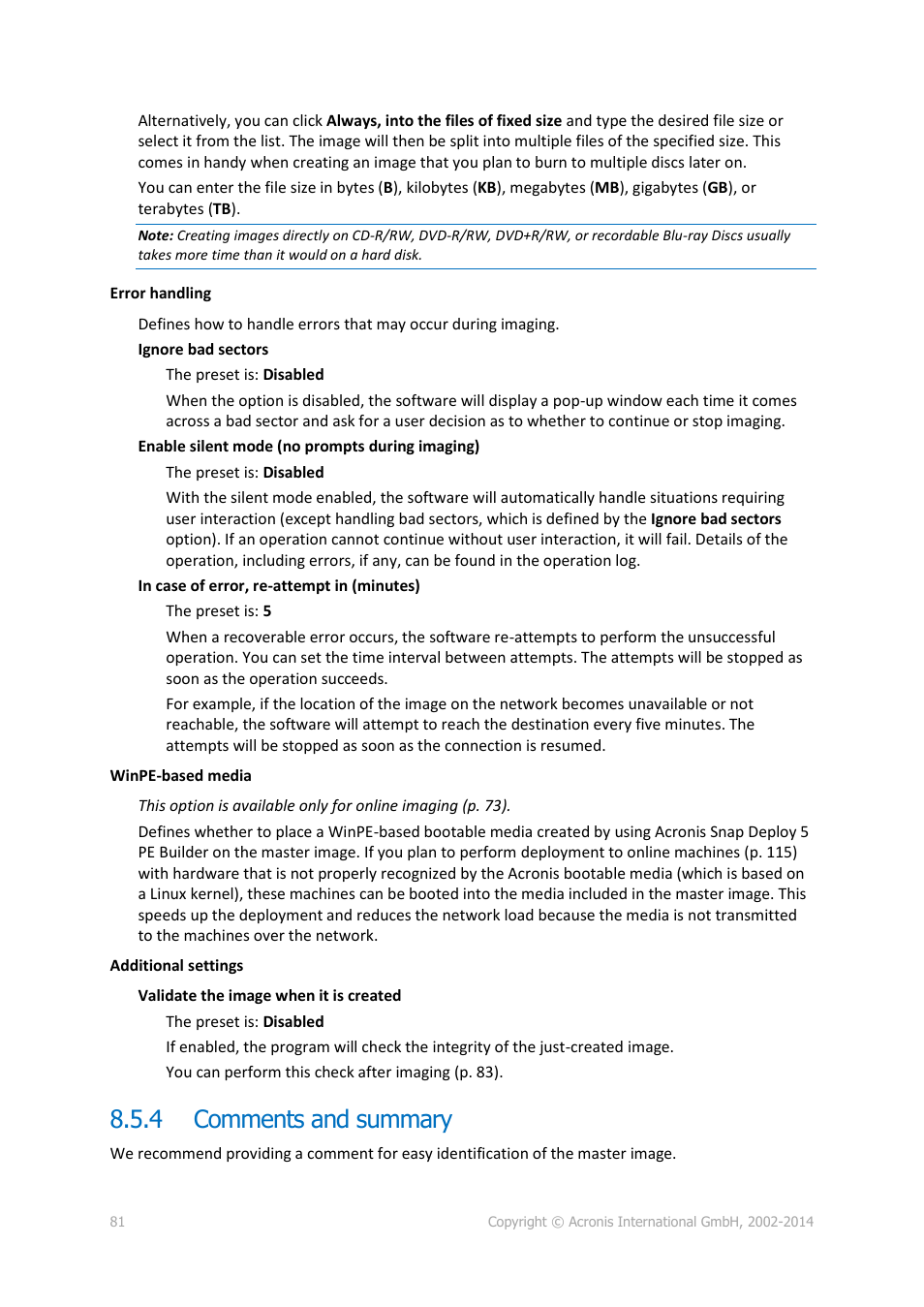 4 comments and summary, Comments and summary | Acronis Snap Deploy 5 - User Guide User Manual | Page 81 / 146