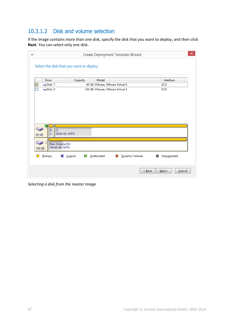 2 disk and volume selection | Acronis Snap Deploy 5 - User Guide User Manual | Page 87 / 146