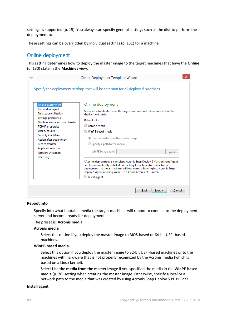 Online deployment | Acronis Snap Deploy 5 - User Guide User Manual | Page 89 / 146