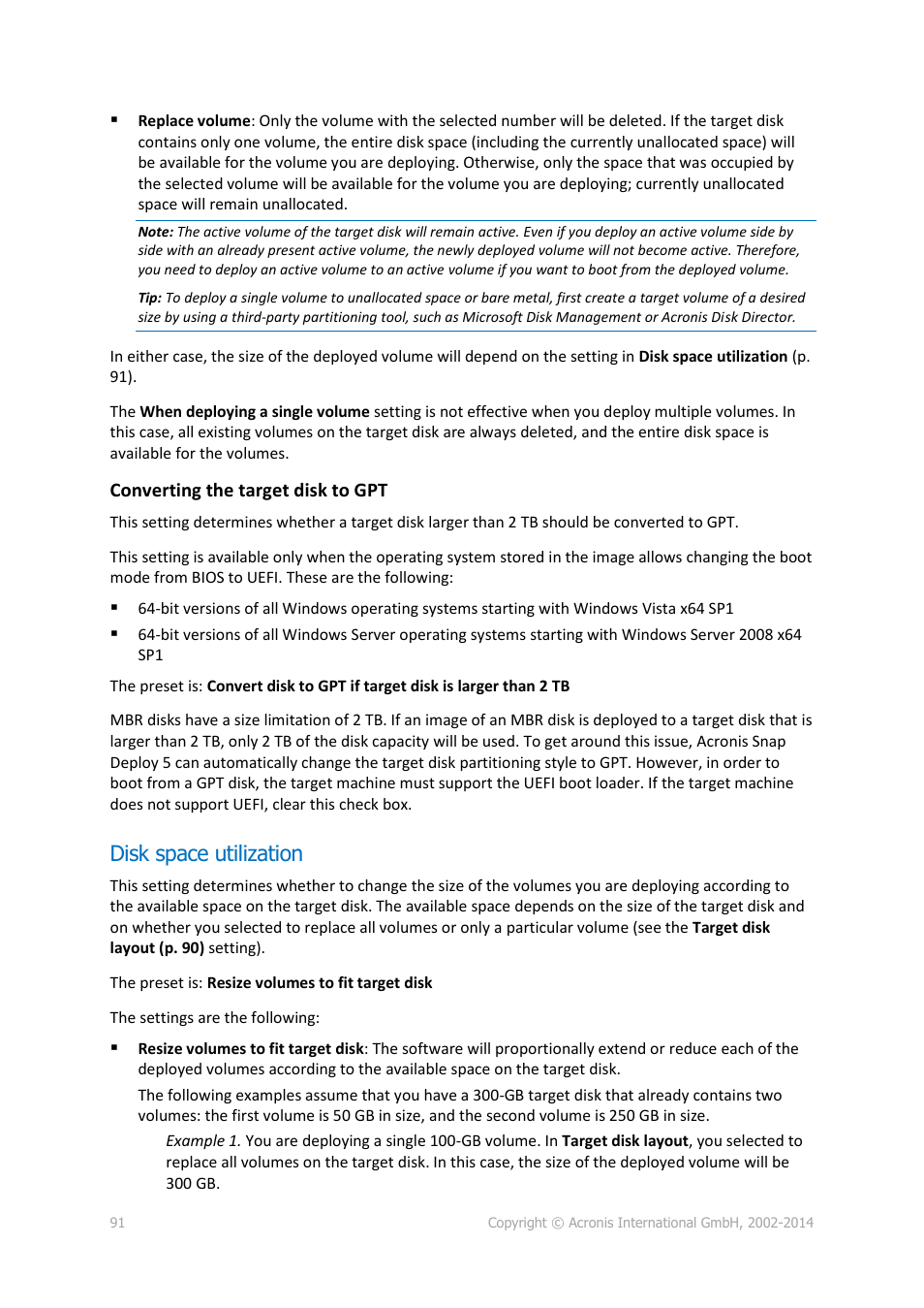 Disk space utilization | Acronis Snap Deploy 5 - User Guide User Manual | Page 91 / 146