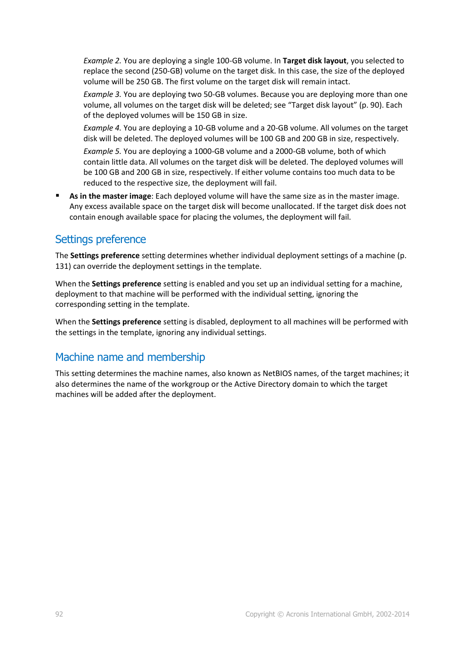 Settings preference, Machine name and membership | Acronis Snap Deploy 5 - User Guide User Manual | Page 92 / 146