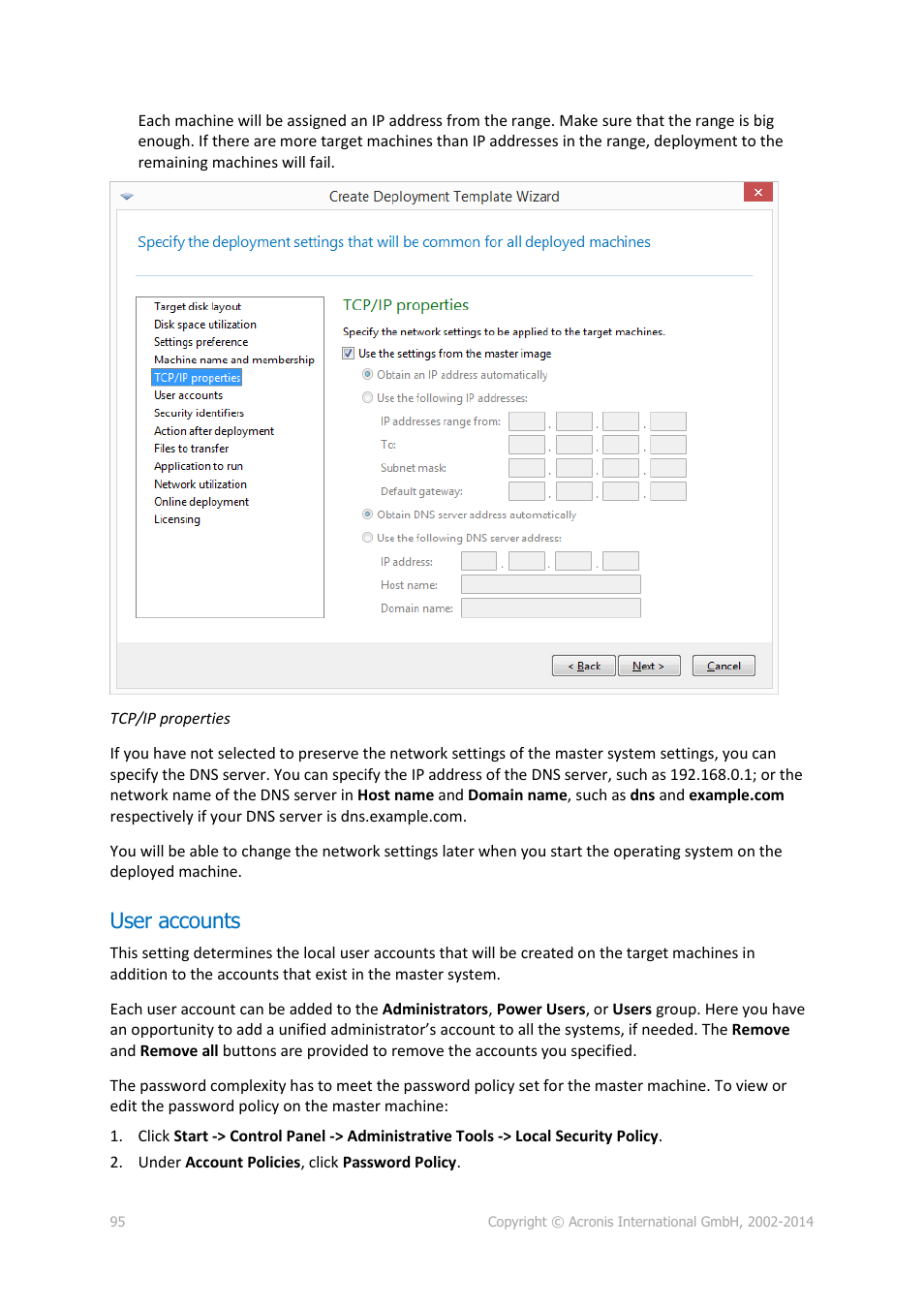 User accounts | Acronis Snap Deploy 5 - User Guide User Manual | Page 95 / 146