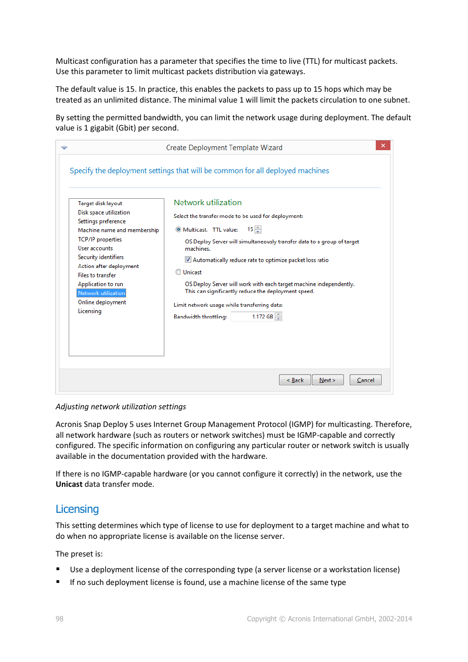 Licensing | Acronis Snap Deploy 5 - User Guide User Manual | Page 98 / 146
