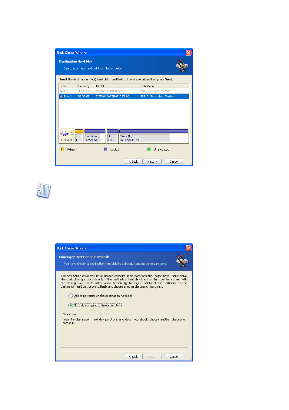 Partitioned destination disk | Acronis Migrate Easy 7.0 - User Guide User Manual | Page 16 / 40