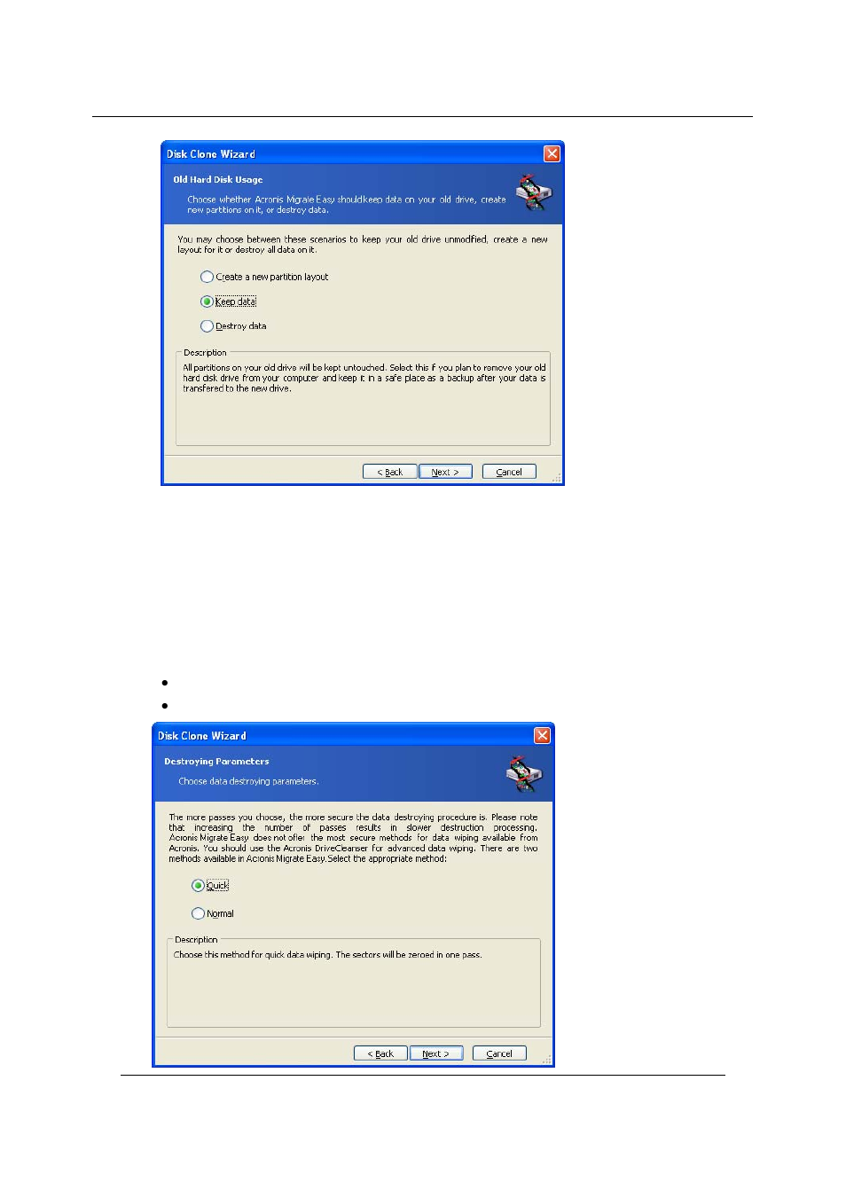 Destroying the old disk data | Acronis Migrate Easy 7.0 - User Guide User Manual | Page 18 / 40