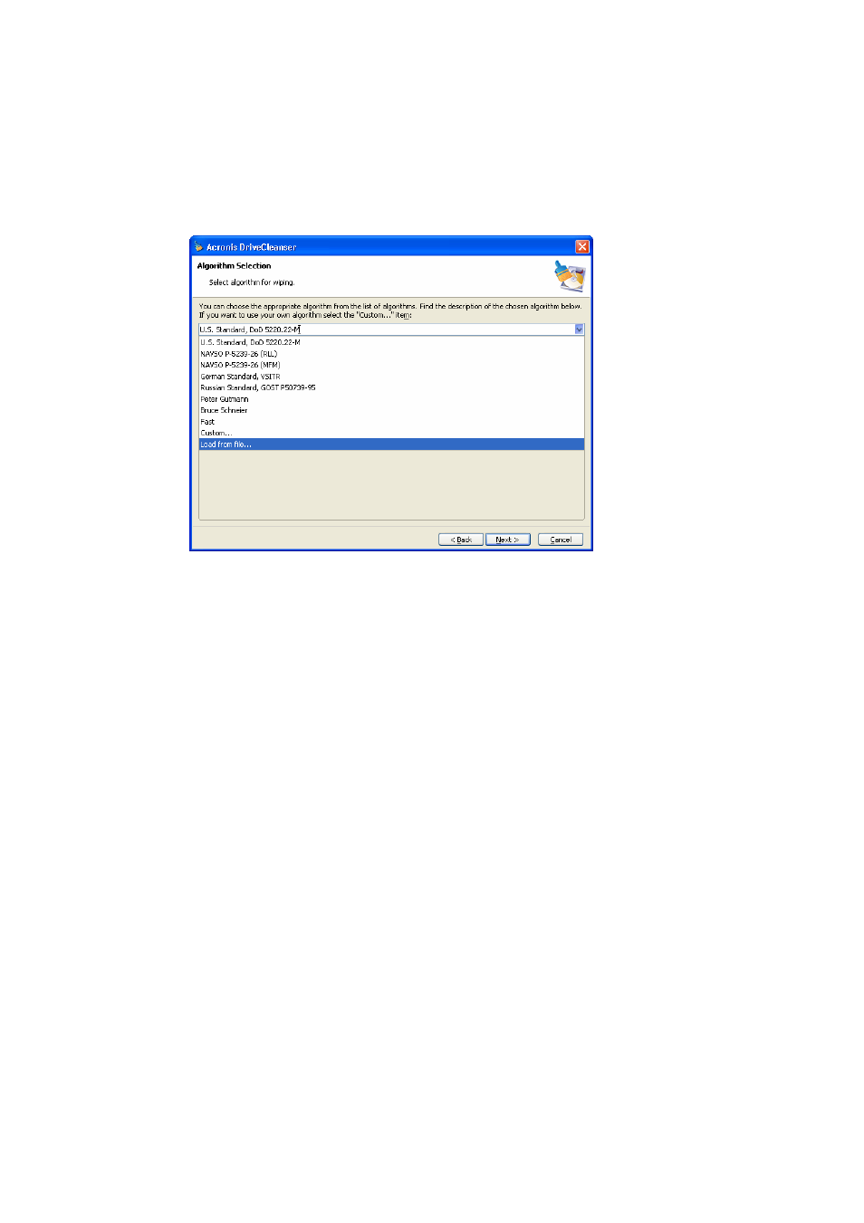 Loading algorithm from file, Oading algorithm from file | Acronis Drive Cleanser 6.0 - User Guide User Manual | Page 29 / 31