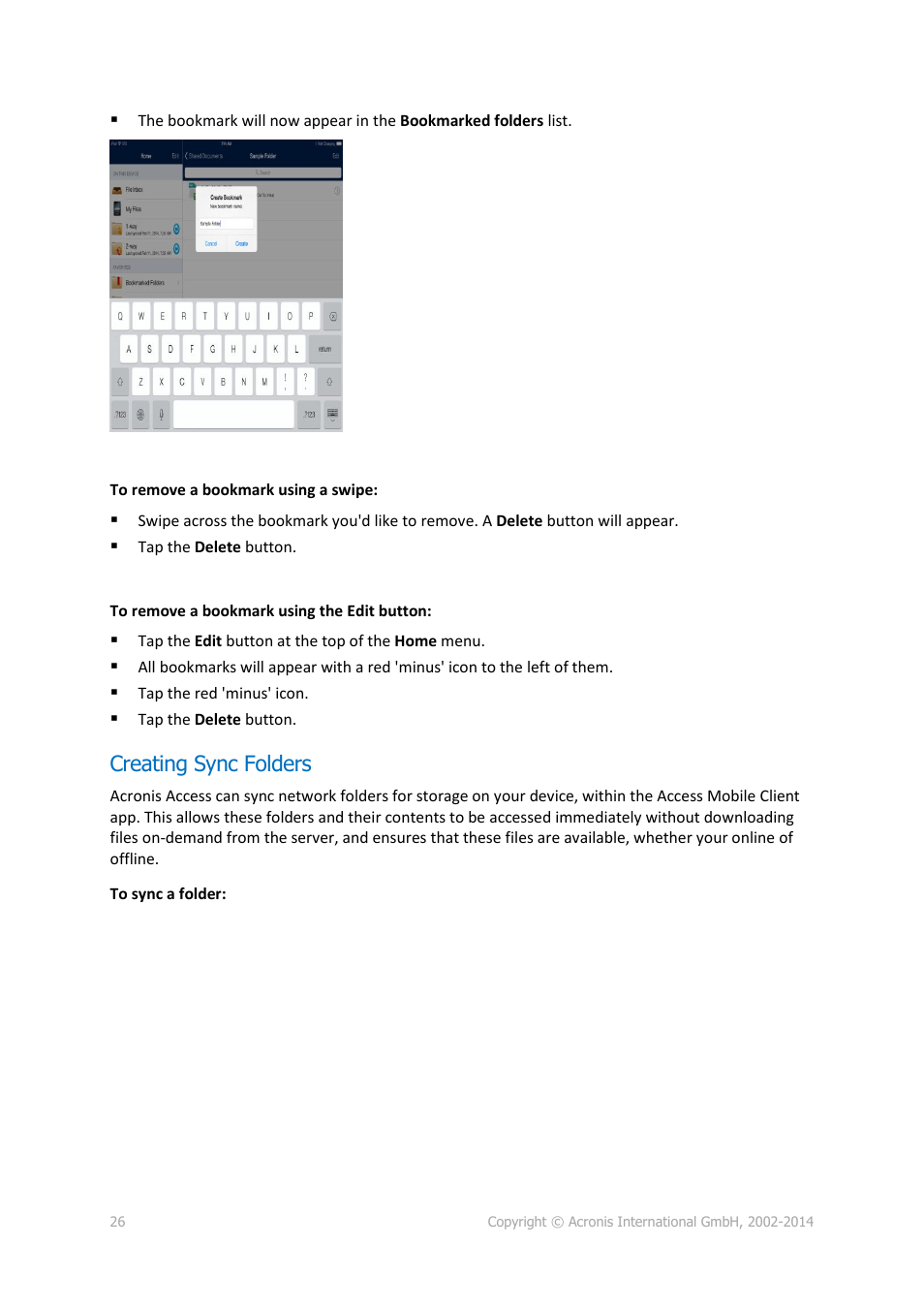 Creating sync folders | Acronis Access Advanced - User Guide User Manual | Page 26 / 97