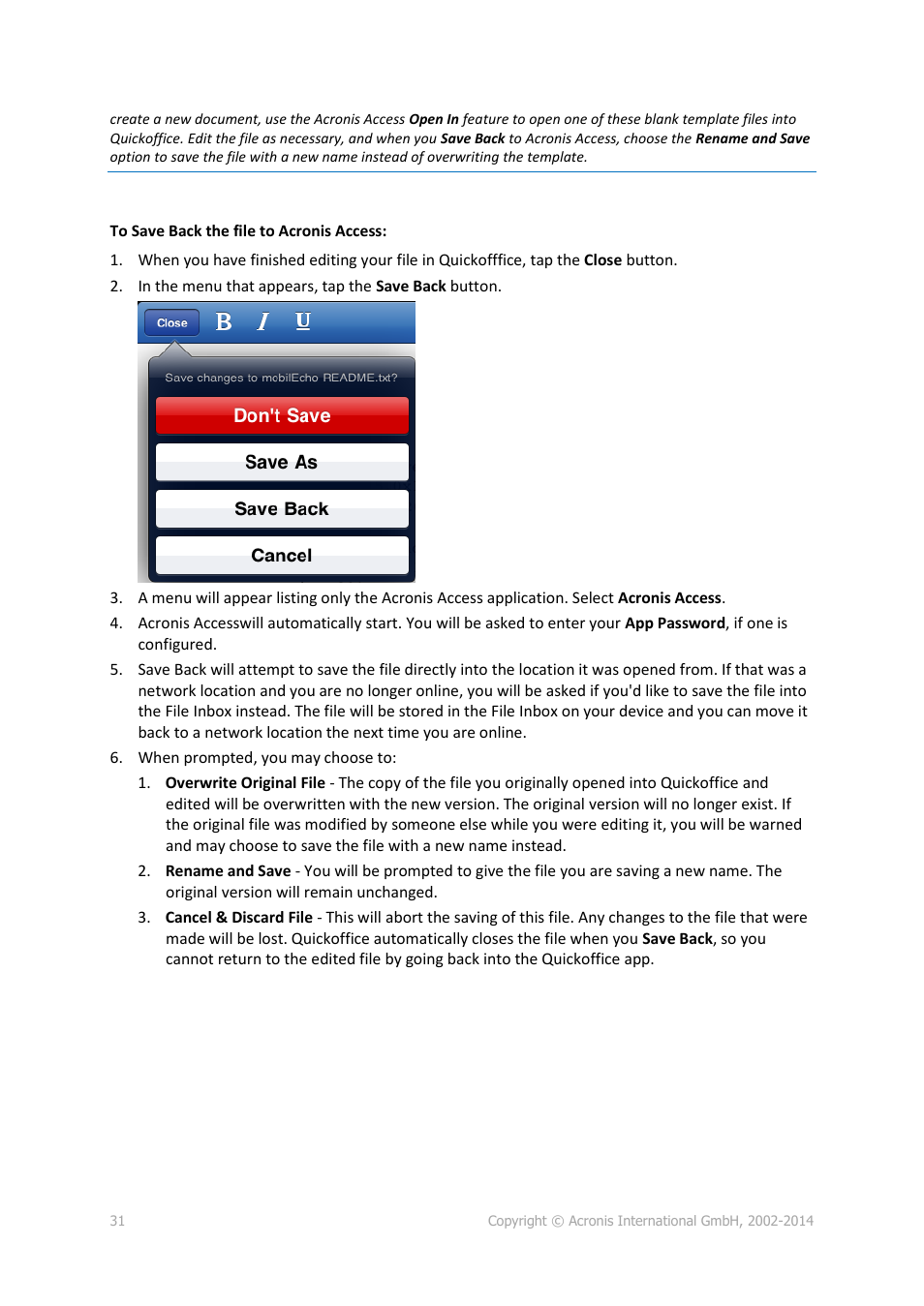 Acronis Access Advanced - User Guide User Manual | Page 31 / 97